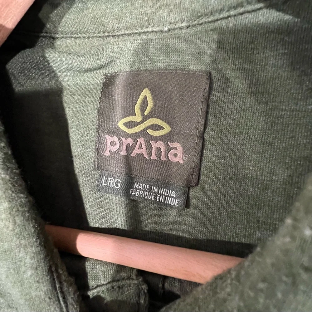 Prana Mens Polo Shirt Short Sleeve Button Down Size Large Green